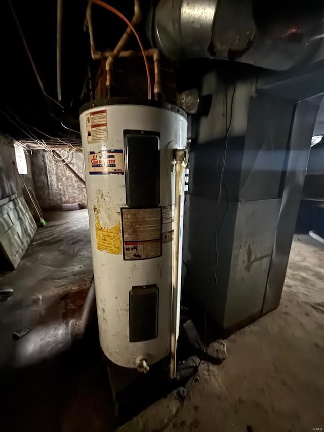 utility room with water heater