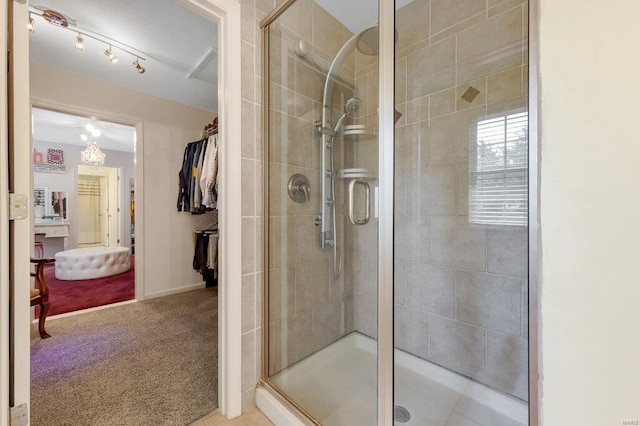 bathroom featuring an enclosed shower