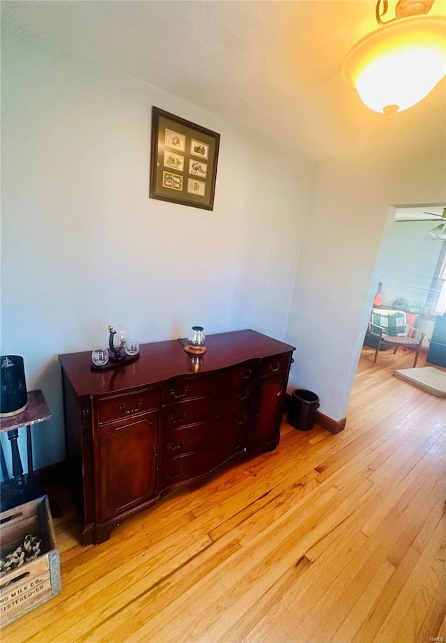 home office with light wood-type flooring