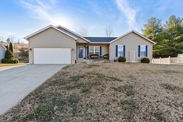 single story home with a garage