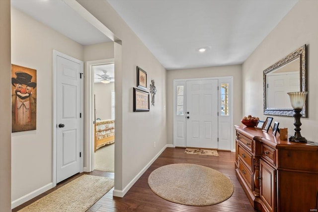 foyer featuring dark hardwood / wood-style floors