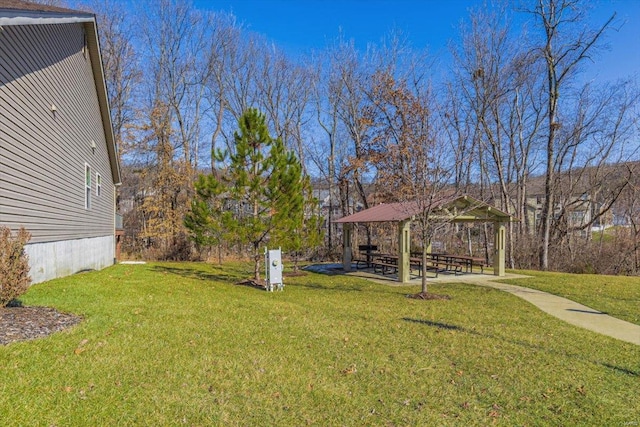 view of yard with a gazebo