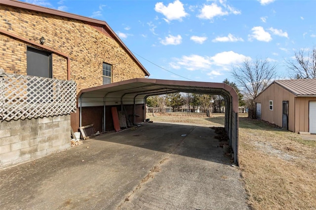 view of parking / parking lot with a carport