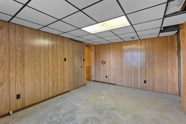 basement with wood walls