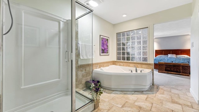 bathroom with plus walk in shower