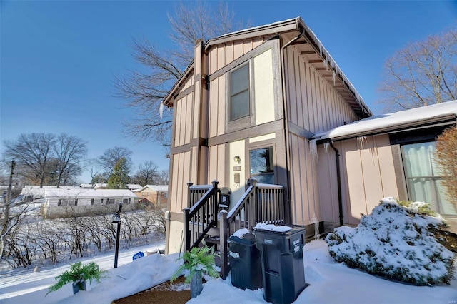 view of snow covered exterior