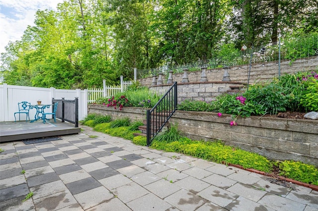 view of patio featuring a deck