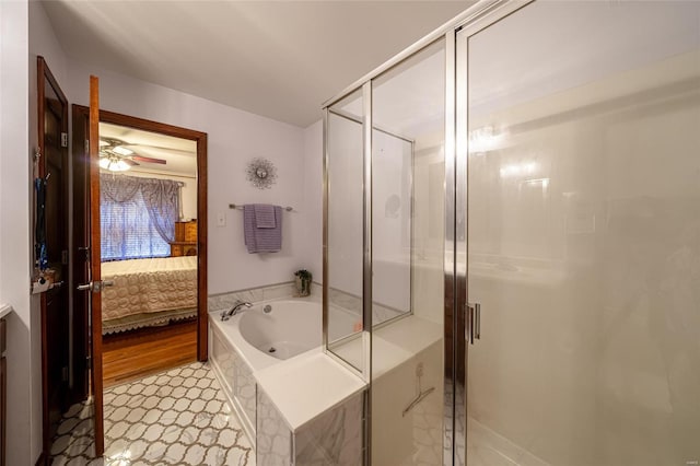 bathroom with plus walk in shower