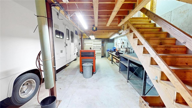 basement featuring a workshop area