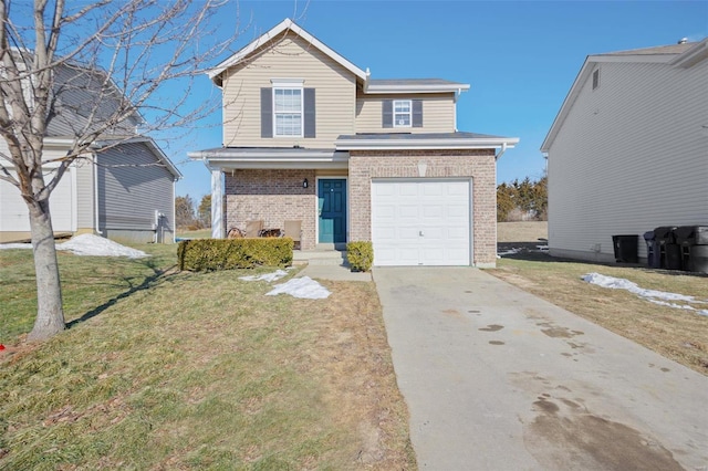 front of property with a garage and a front yard