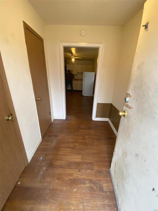 hallway featuring dark hardwood / wood-style flooring