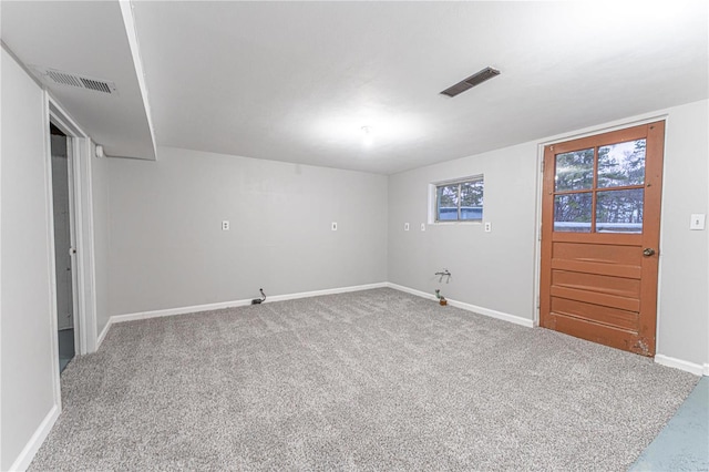 basement with carpet floors