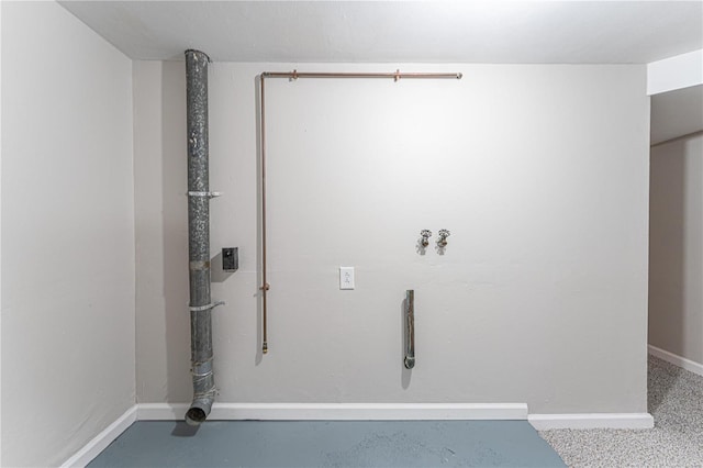 clothes washing area with hookup for an electric dryer