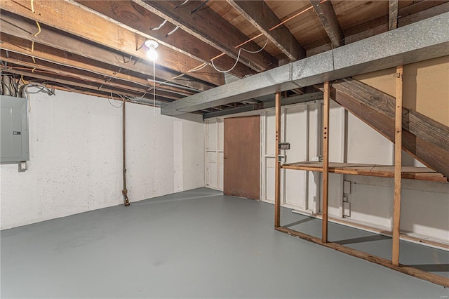 basement with electric panel