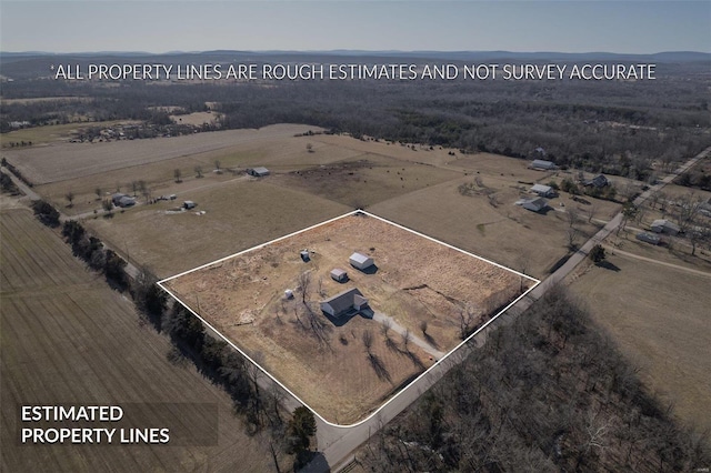 bird's eye view featuring a rural view