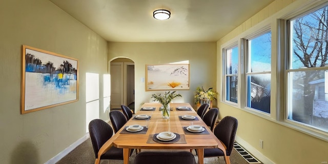 view of carpeted dining room