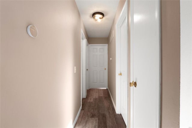 hallway featuring dark hardwood / wood-style floors