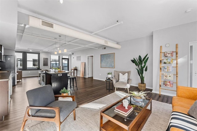 living room featuring wood-type flooring