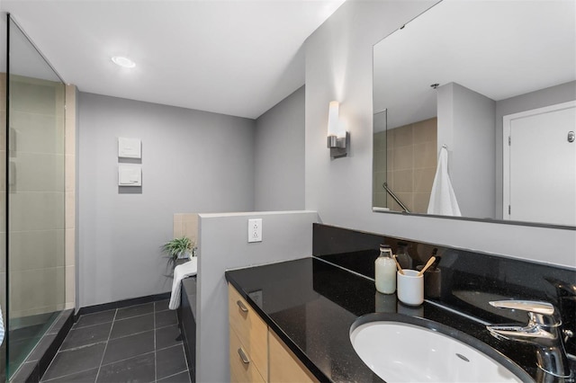 bathroom featuring vanity and tile patterned floors