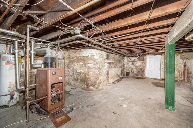 basement with water heater