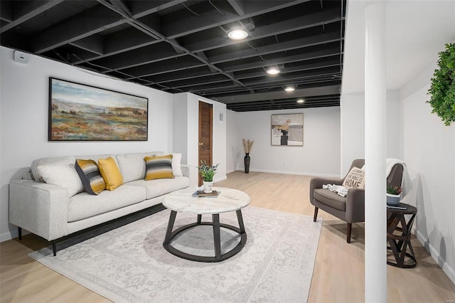 living room featuring light hardwood / wood-style flooring