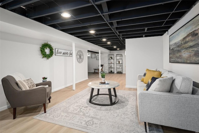 living room with wood-type flooring