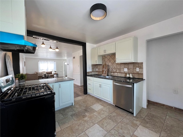 kitchen featuring white cabinetry, sink, dishwasher, and gas stove