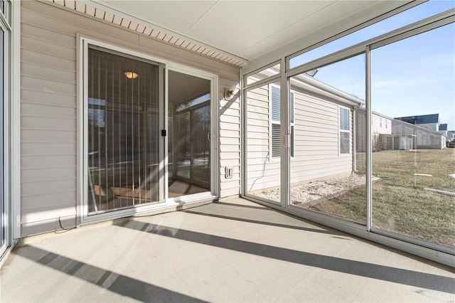 view of unfurnished sunroom