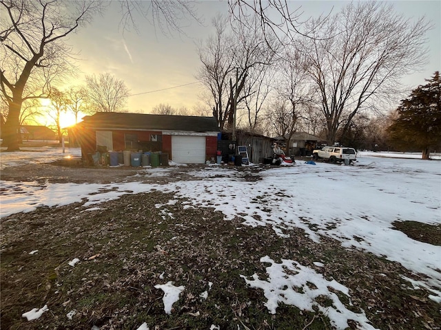 view of yard covered in snow