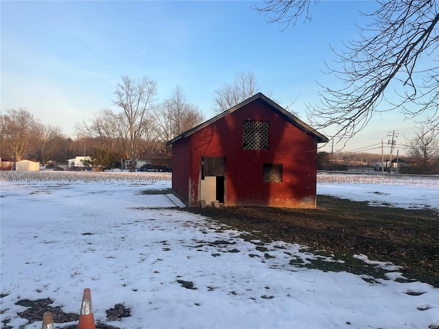 view of snow covered structure