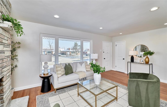 living room with hardwood / wood-style floors