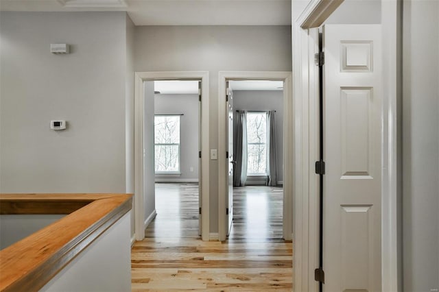 corridor featuring light wood-type flooring