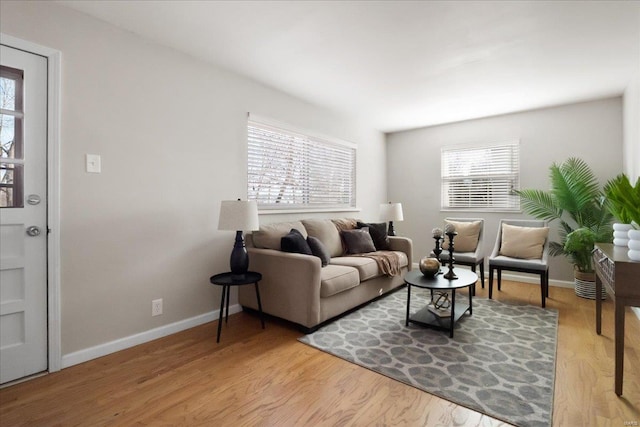 living room with light wood-type flooring