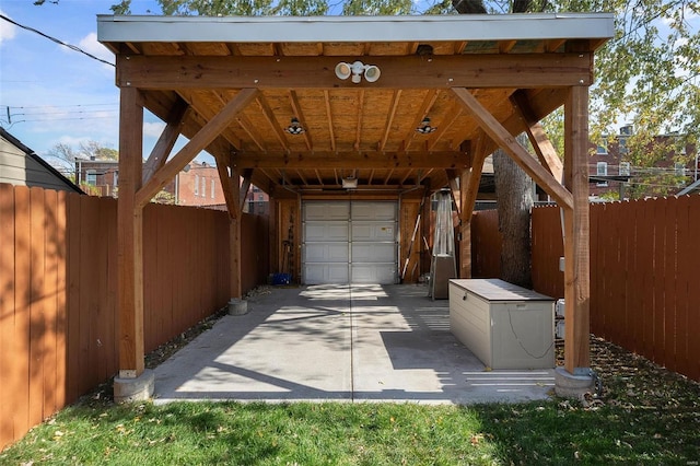 view of garage