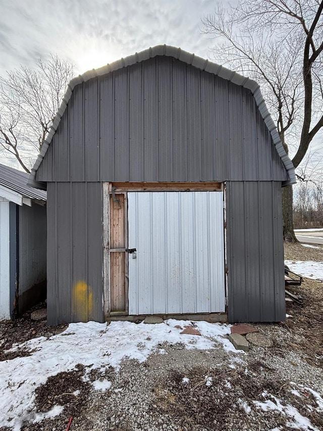 view of snow covered structure