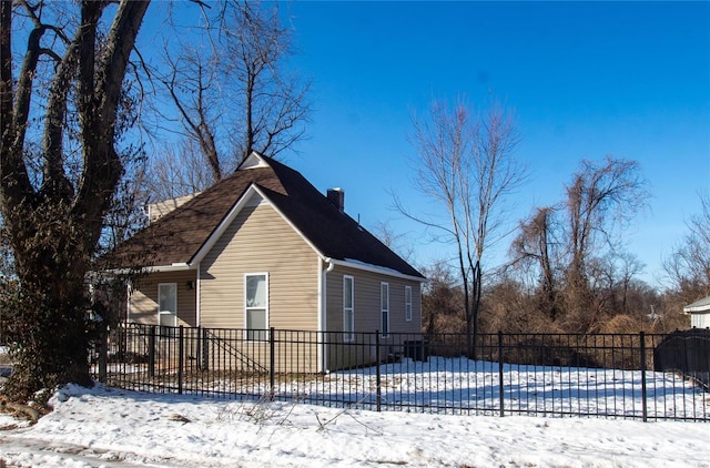 view of snow covered exterior