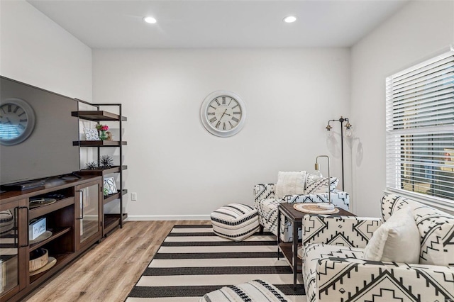 living area featuring light hardwood / wood-style floors