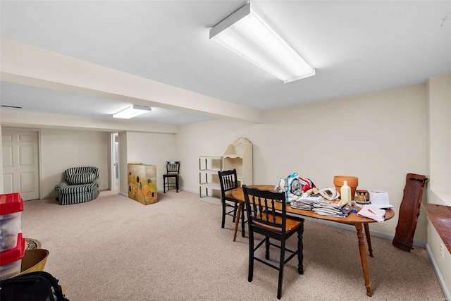 dining area featuring carpet floors