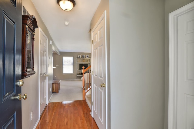 hall featuring light wood-type flooring