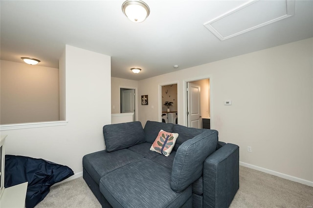 living room with light carpet