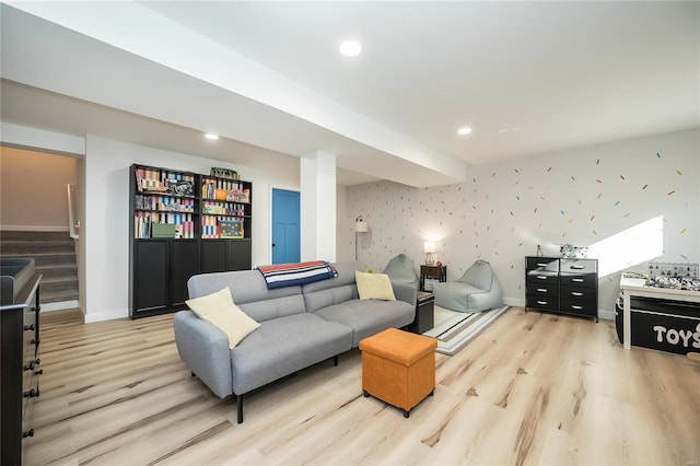 living room with light wood-type flooring