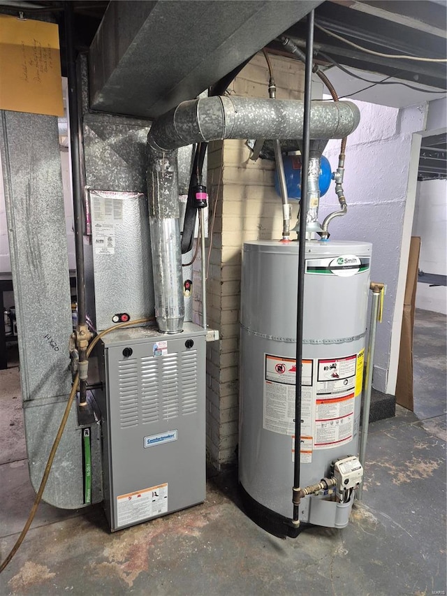 utility room with gas water heater