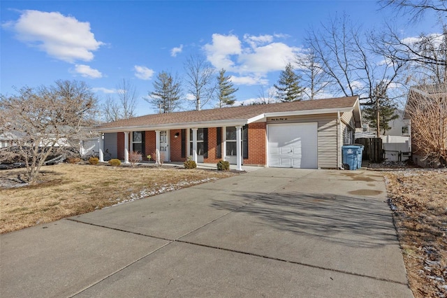 single story home with a garage