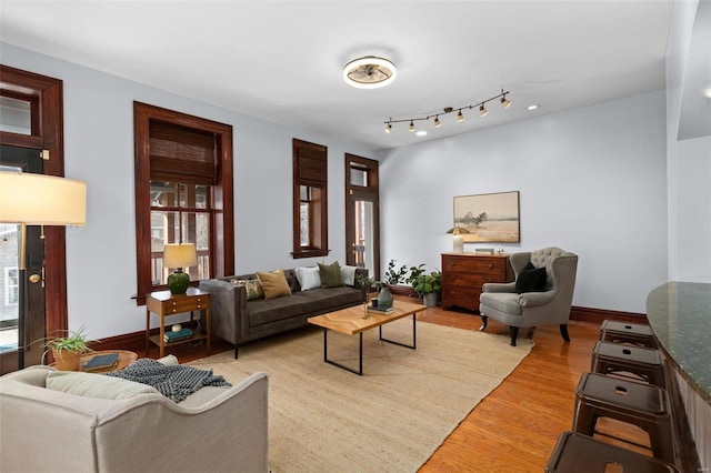 living room with hardwood / wood-style flooring and plenty of natural light