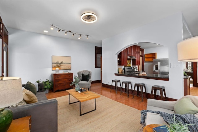 living room with light wood-type flooring