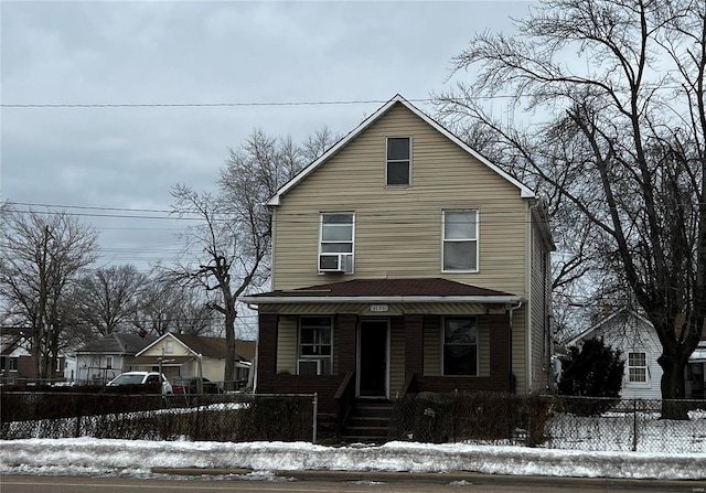 view of front property featuring covered porch