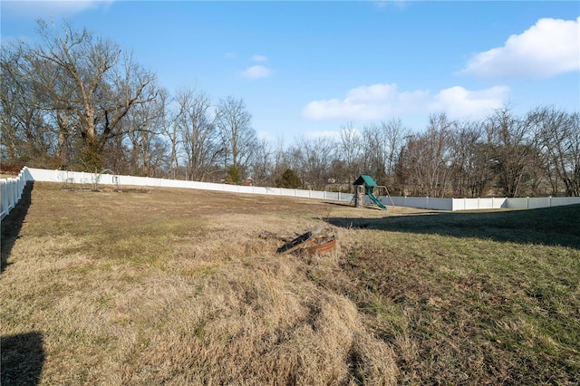 view of yard with a playground