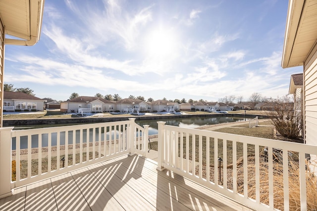 deck with a water view