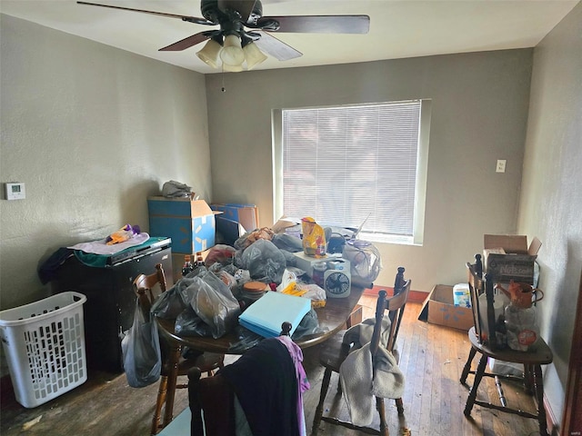 interior space with hardwood / wood-style flooring and ceiling fan