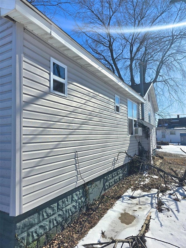 view of snow covered exterior